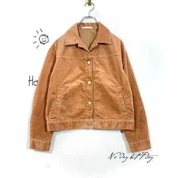 유니클로 코듀로이 자켓(M) 브라운 스탠 칼라 무지 코튼
