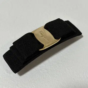 살바토레 페라가모 바라 리본 머리핀 골드 블랙