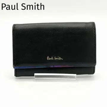 새상품급 Paul Smith 카드 케이스 명함지갑 가죽 블랙 꽃무늬
