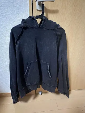 HARE 피그먼트 와이드 풀오버 후드티 워시드 후드티 블랙
