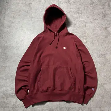 00s 챔피온 리버스 위브 자수 원 포인트 와인 레드 후드티