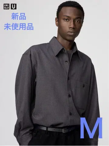 미사용 새상품 UNIQLOU 트윌 워크 오버 사이즈 셔츠 다크 그레이
