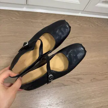 스트랩 슈즈 블랙 가죽 신발 25cm