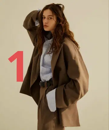 soerte 오버 사이즈 더블 브레스트 자켓 브라운
