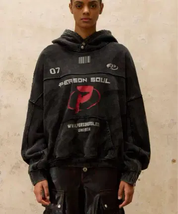 PERSONSOUL 23FW Dirty Hoodie 후드티 Y2K S