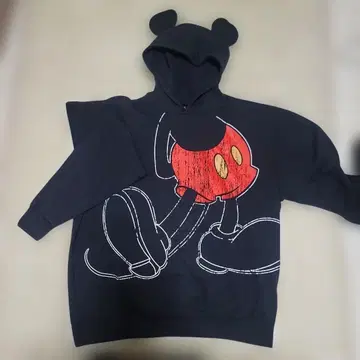 미키 후드 부착 후드티 블랙
