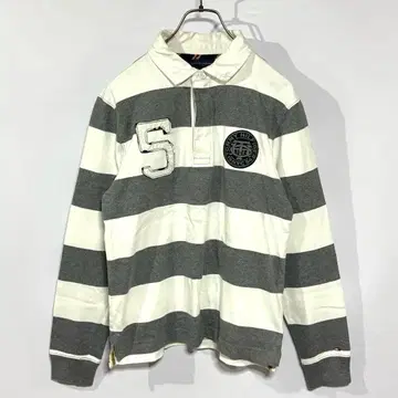 [ TOMMY HILFIGER ] 라거 셔츠 L 보더 와펜 자수 남성용