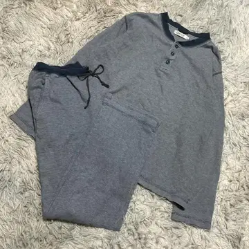 [ DKNY ] 바이컬러 헨리넥 상하의 세트 룸웨어 면 혼방 JC378
