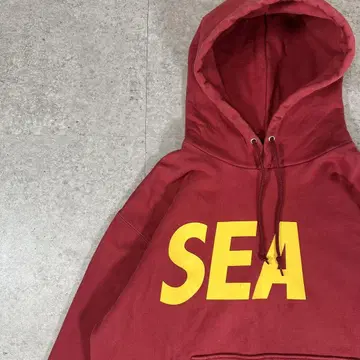WIND AND SEA 21AW SEA 로고 풀오버 후드티 L 빨간색