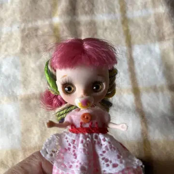 미니 브라이스 인형 핑크 머리 레이스 드레스