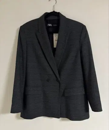 ZARA 다크 그레이 테일러드 자켓 체크