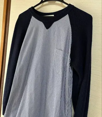 사카이 럭 네이비 니트 셔츠 이소재 믹스 원피스