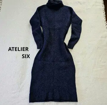 [ ATELIER SIX ] 네이비 터틀넥 롱 원피스 알파카 혼방