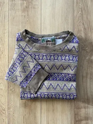 90s EMS 롱T 올 패턴 보더 이스턴 마운틴 스포츠 Tee