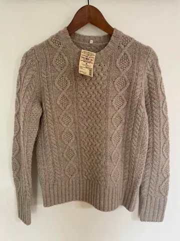 무인양품 메리노울 아란 패턴 스웨터 오트밀