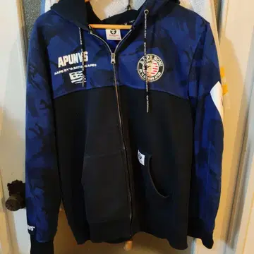 AAPE 네이비 카모플라쥬 후드티 XL
