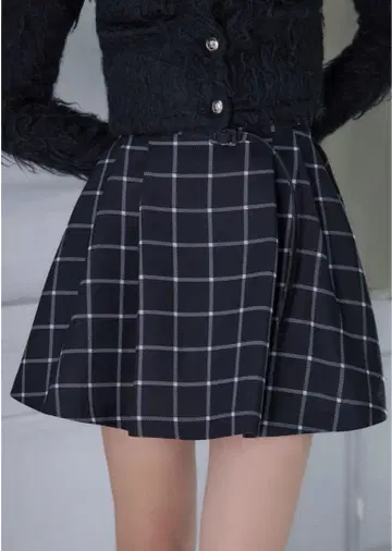 riu R짱 Windowpane tuck short skirt