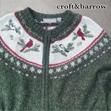 croft&barrow 자수 집업 가디건 M