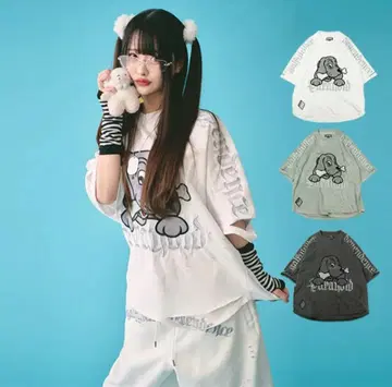 GALFY 갈피 병에 물든 티셔츠 화이트