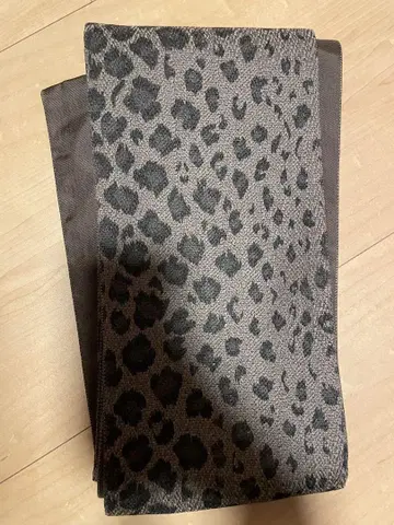 레오파드 무늬 반폭 오비 브라운 계열 미사용 새상품