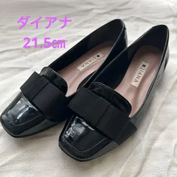[새상품급] DIANA 다이애나 오페라 슈즈 에나멜 블랙 리본 21.5
