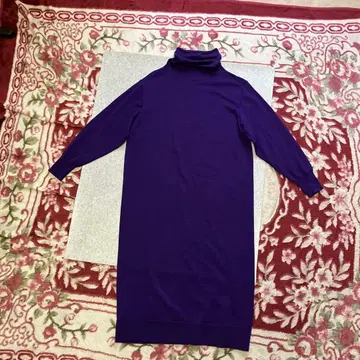 noteetsilence 울 100% 보라색 터틀넥 니트 원피스 새상품