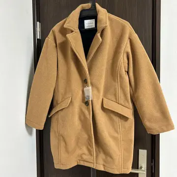 미사용 새상품 카멜 브라운 체스터 코트 L 체크 겨울 여성용