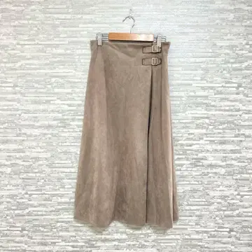 트웰브 어젠다 베이지 롱 스커트 스웨이드 랩 벨트 포함