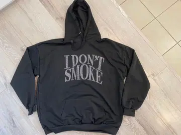 I DON'T SMOKE 스톤 장식 블랙 후드티 opium y2k