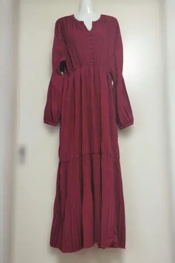 ANOGH PLEATS LONG DRESS 레드 빨간색 롱 원피스
