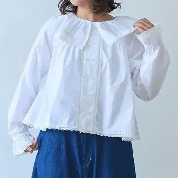 새상품급 25SS bulle de savon 론 레이스 블라우스 긴팔