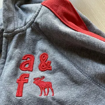 Abercrombie Kids 후드 부착 후드티 13/14 그레이/레드