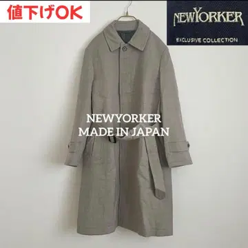 새상품급 NEWYORKER 싱글 트렌치코트 벨트 포함 클럽 체크