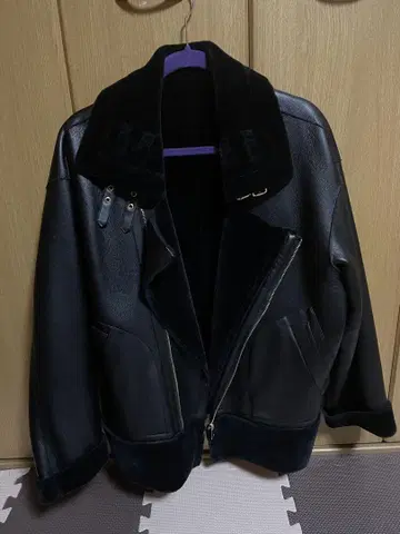 블랙 가죽 오버 사이즈 자켓