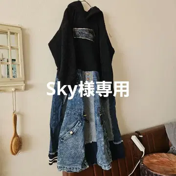 [ 하나뿐인 ] 데님 리메이크 보아 후드티 x 데님 리메이크 원피스