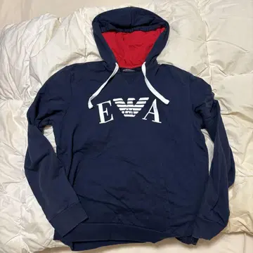 엠포리오 아르마니 네이비 레드 후드 부착 후드티 L