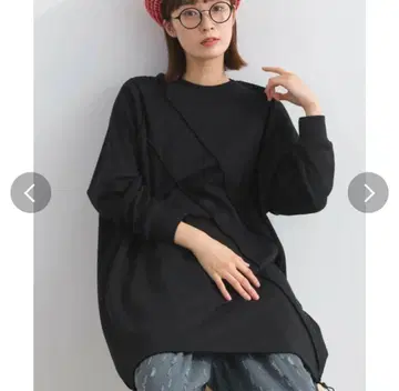Lupilien 니트소 헤비 웨이트 타스키 절개 튜닉 블랙