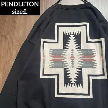 PENDLETON 맨투맨 아메리카 원주민 패턴 기하학 블랙 L