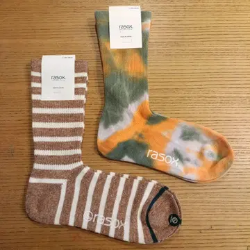 미사용 새상품 rasox 타이다이 패턴 보더 삭스 L:26-28cm