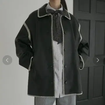 르쉘 블루 스티치 인조 가죽 코트