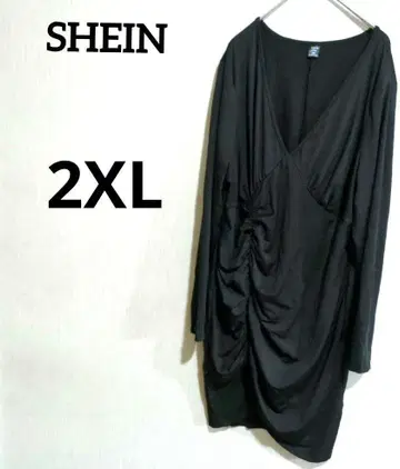 새상품급 SHEIN 블랙 드레이프 원피스 [ 2XL ]