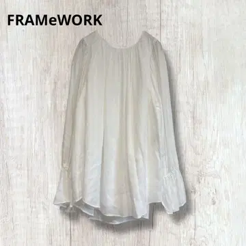 [프레임워크] 긴팔 개더 블라우스 쉬폰 셔츠 소매 프릴 화이트 F