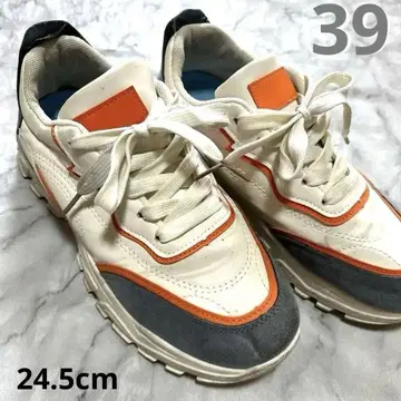 통굽 스니커즈 여성용 남성용 39 화이트 오렌지 그레이 24.5cm 상당