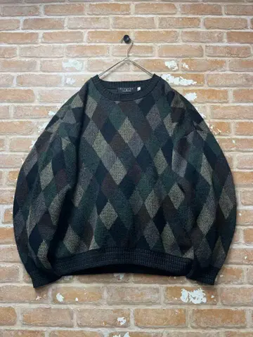 90s USA제 패턴 니트 아가일 무늬 portage 멀티 컬러 y2k