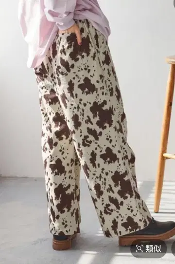 니코앤드 프린트 코듀로이 팬츠 cow 패턴 이지 팬츠