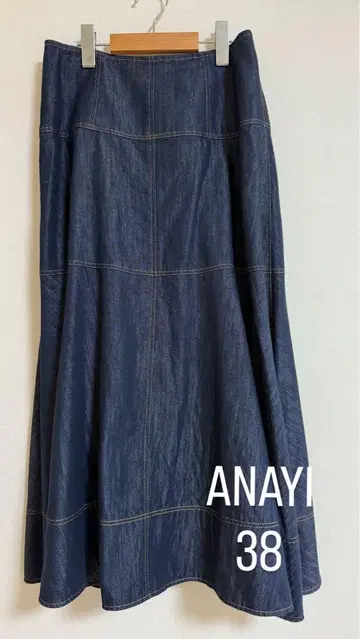 ANAYI 다크 데님 플레어 스커트 38