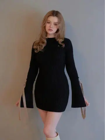 andmary Nora 리본 미니 드레스