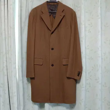 브라운 싱글 울 코트