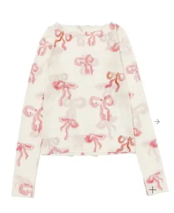 PINK RIBBON SEE-THROUGH TOPS(ROUND NECK)