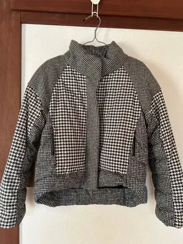 HIROKO KOSHINO 다운 자켓 트위드 화이트 블랙